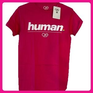 New W/Tags Queer Eye T-Shirt Human Tee Rainbow Adult Unisex Sz. Small Pink